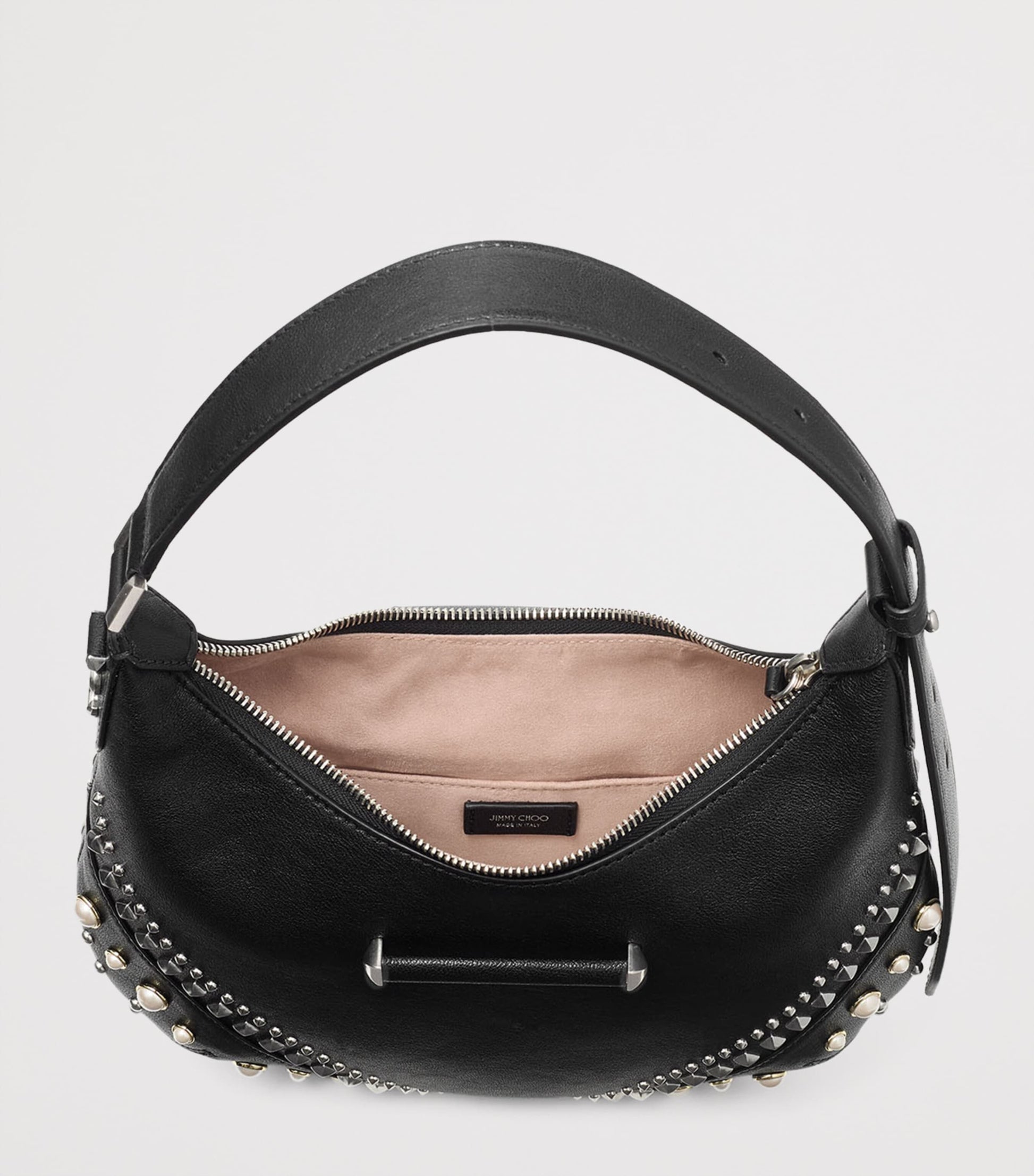 Jimmy Choo Black Small Studded Leather Bar Shoulder Bag