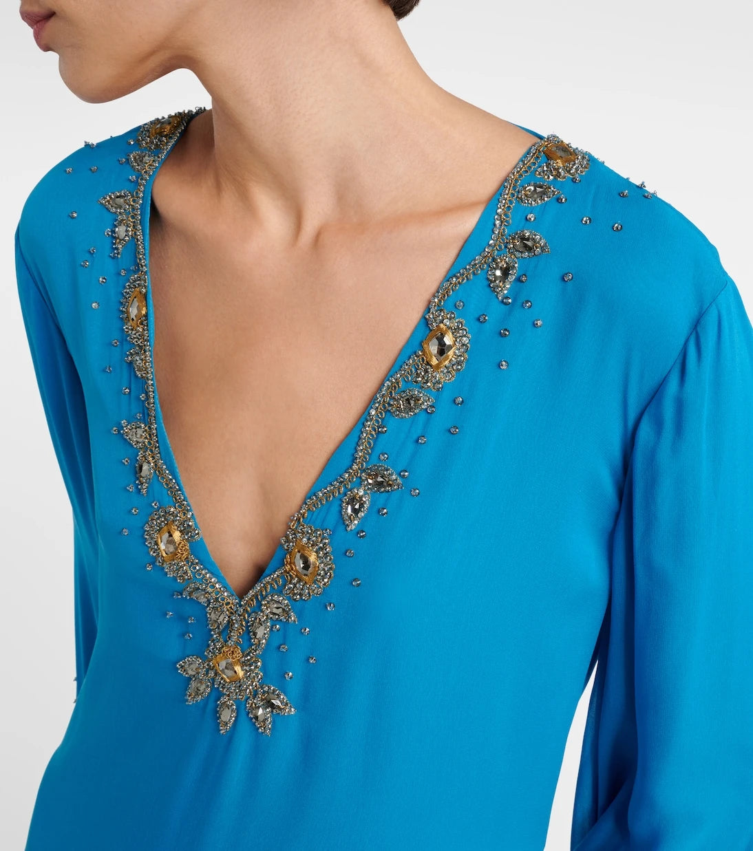 Valentino - Embellished silk georgette midi dress