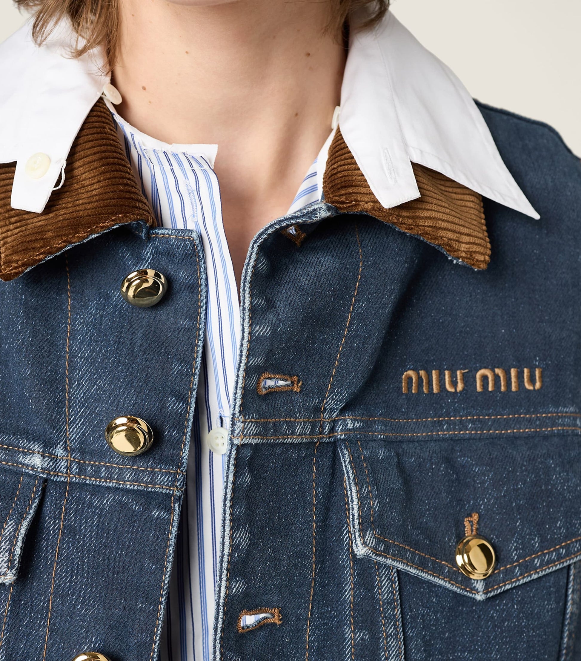 Miu Miu Blue Denim Logo Vest