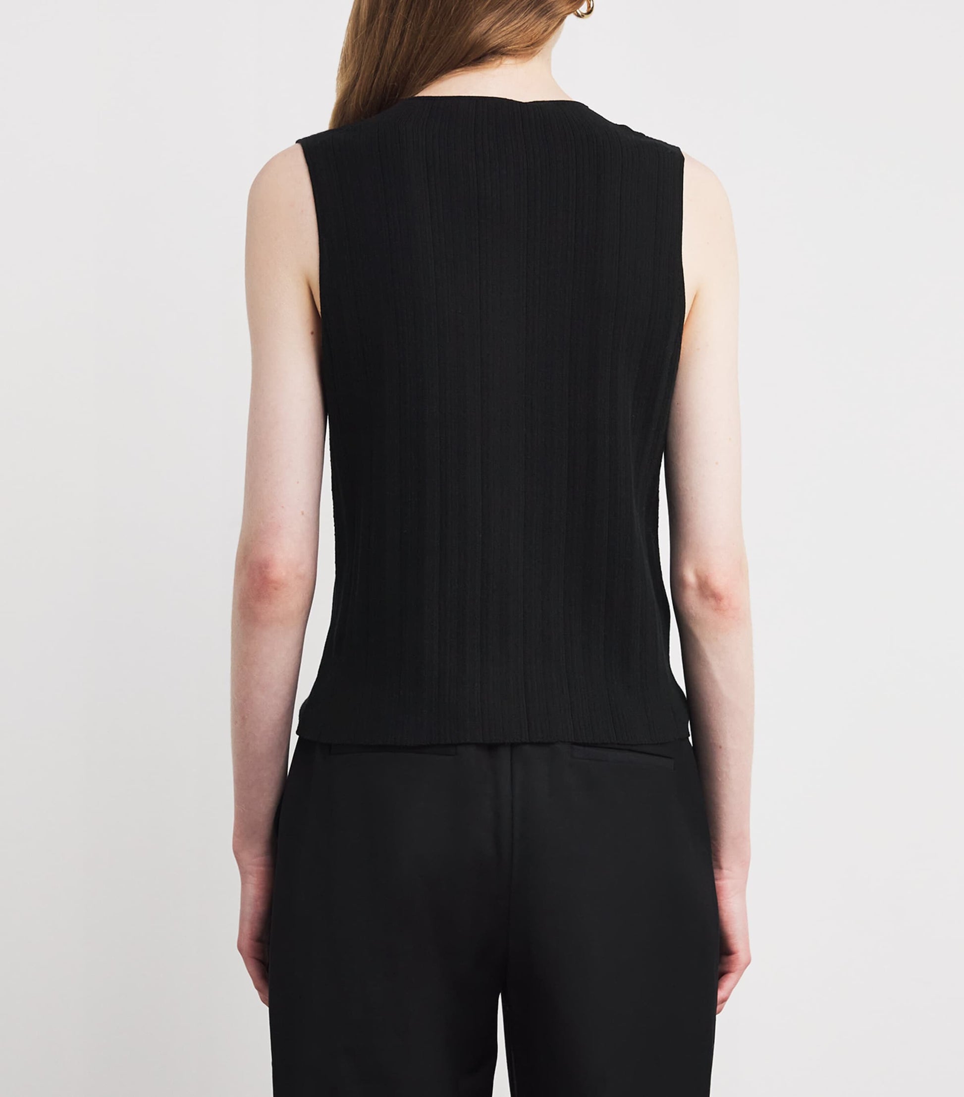 Vince Black Sleeveless Button-Up Top