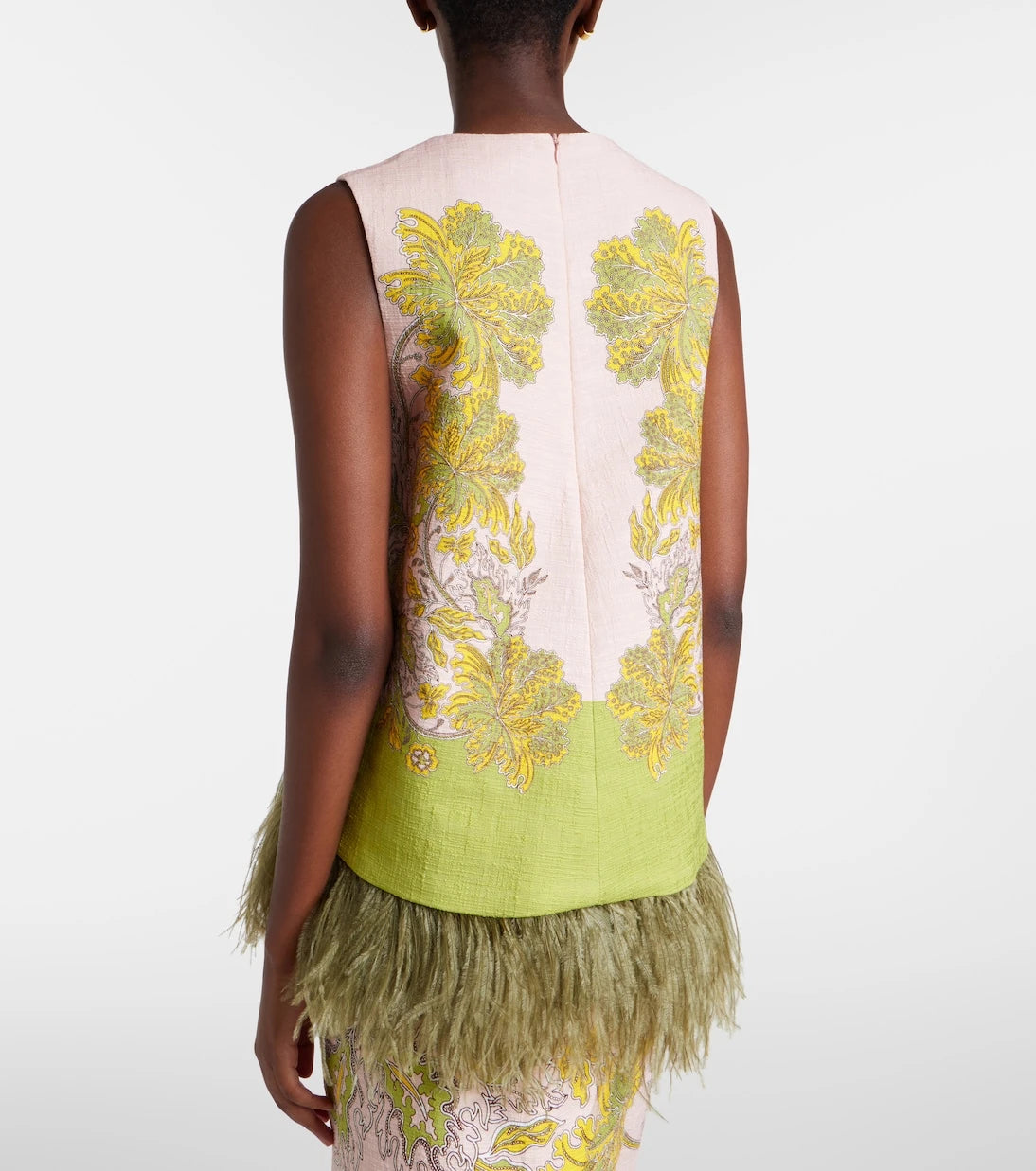 La DoubleJ - La Scala feather-trimmed cotton top