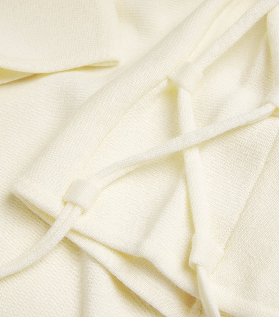 Max Mara White Virgin Wool Funnel-Neck Sweater