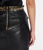 Balmain Black Lambskin Embellished Mini Skirt