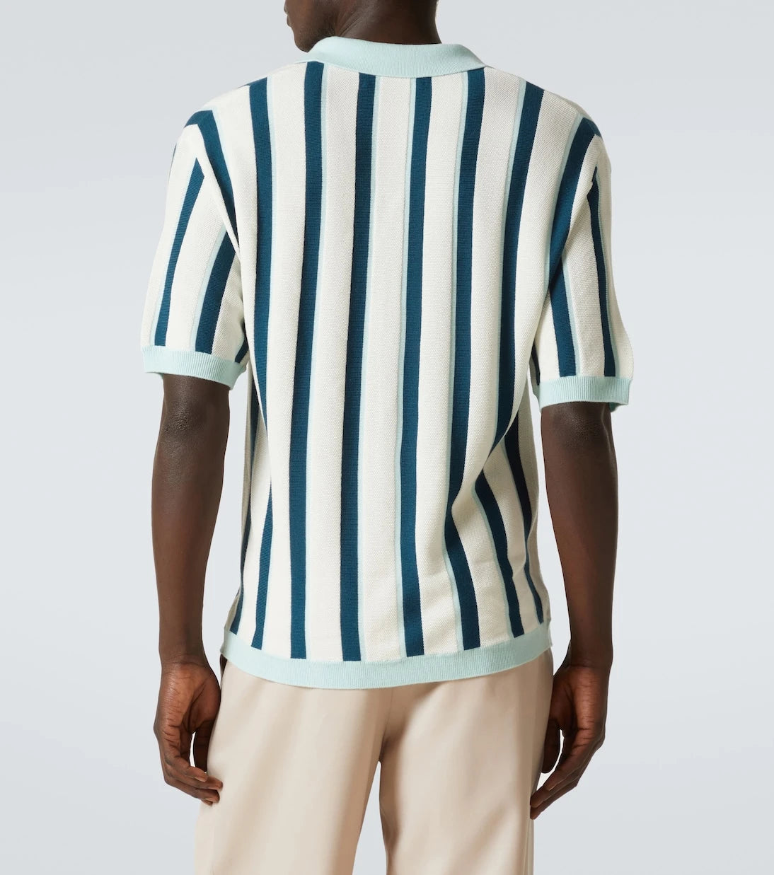 King & Tuckfield - Striped knitted wool bowling shirt