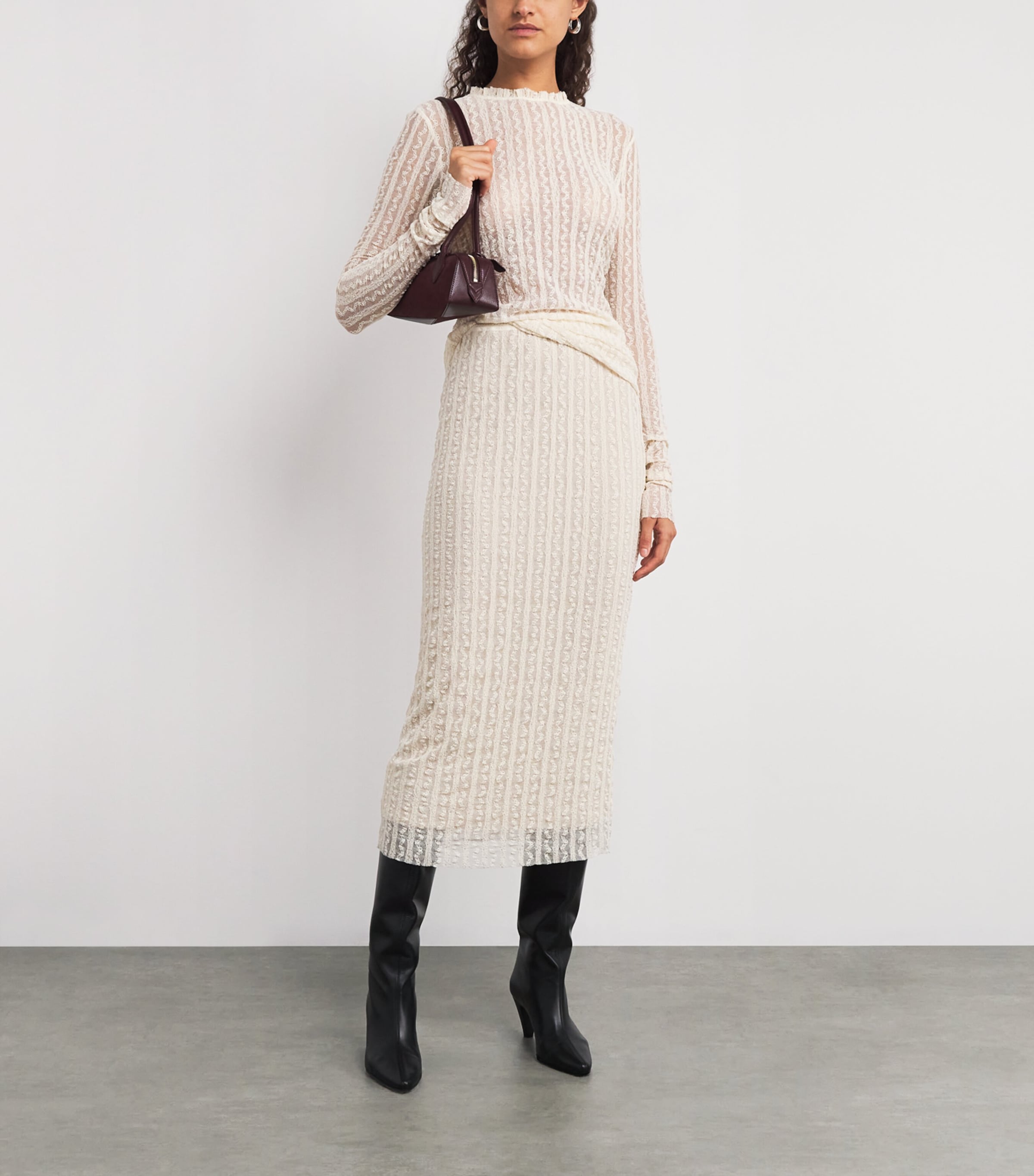 MAX&Co. White Lace Long-Sleeve T-Shirt