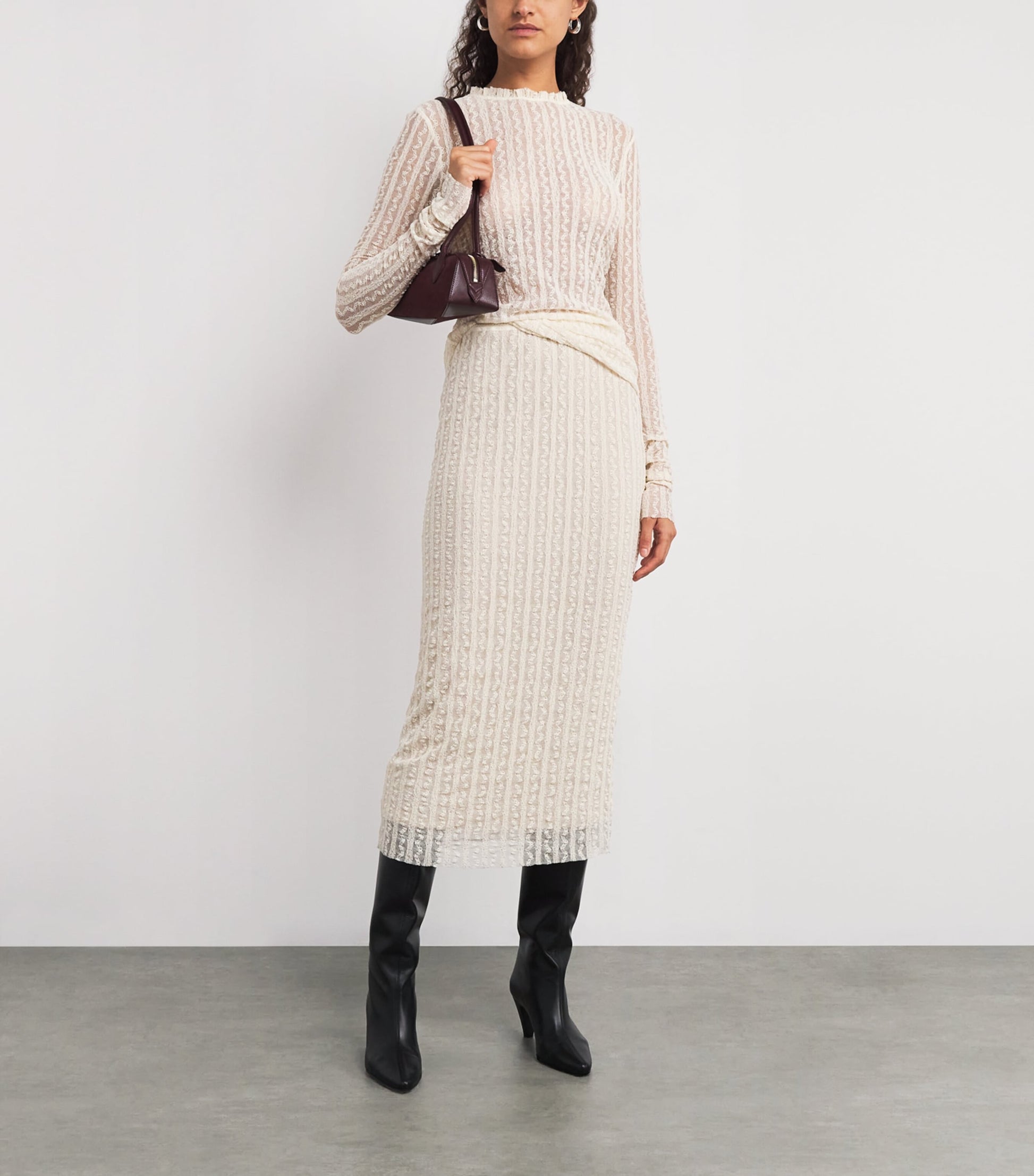 MAX&Co. White Lace Long-Sleeve T-Shirt