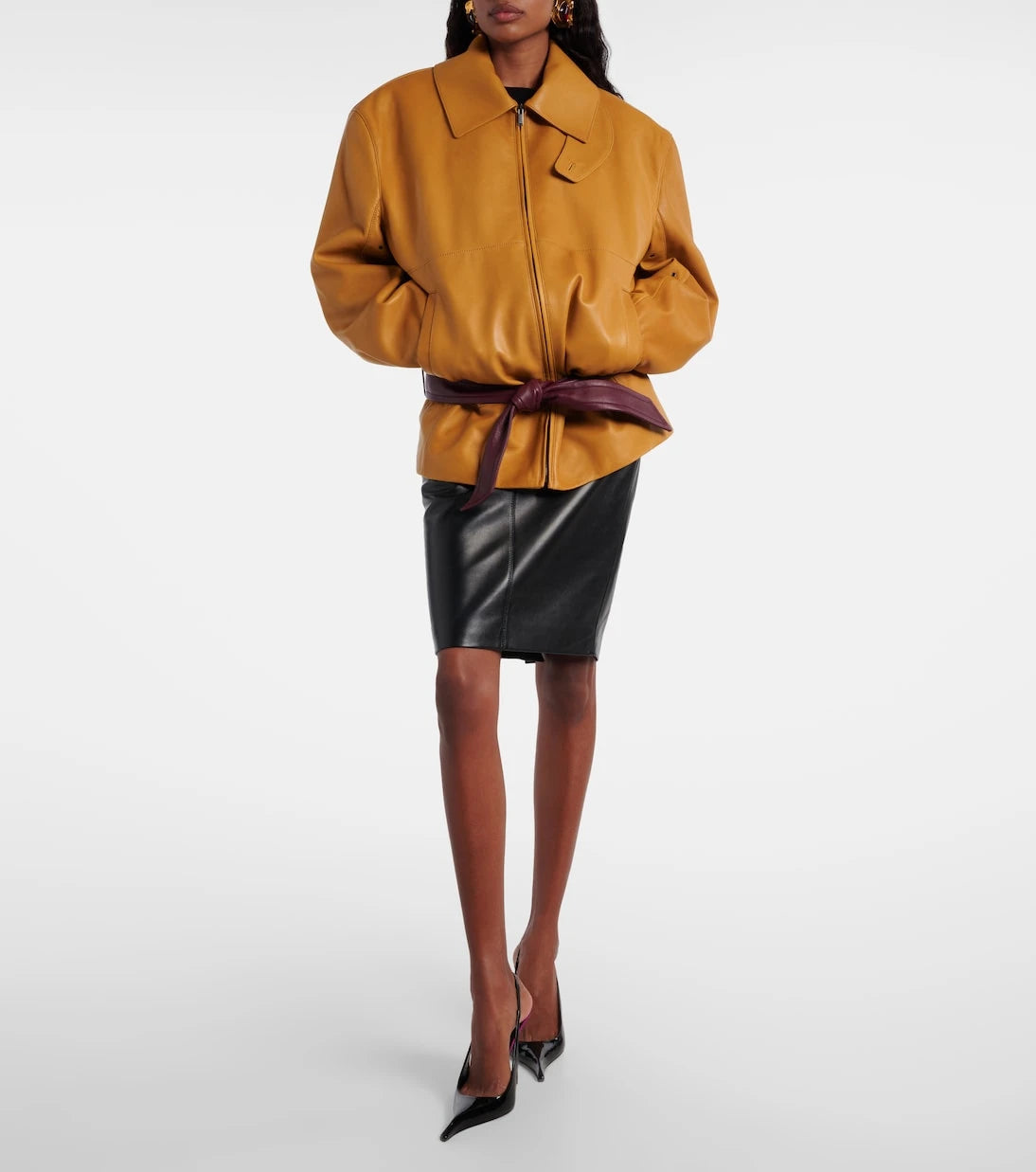 Saint Laurent - Belted leather jacket