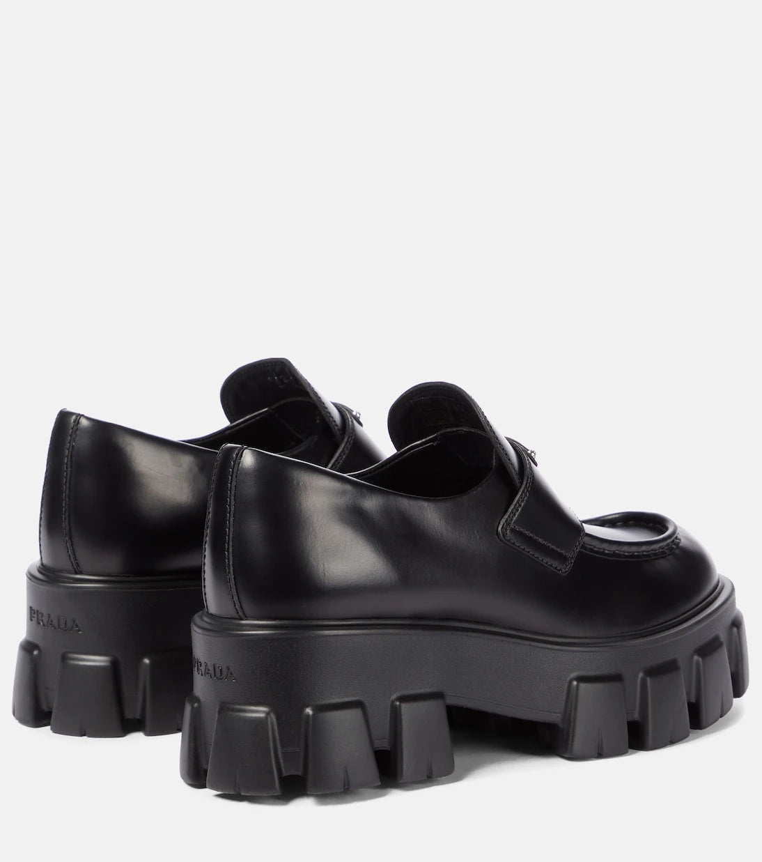 Prada - Monolith brushed leather loafers