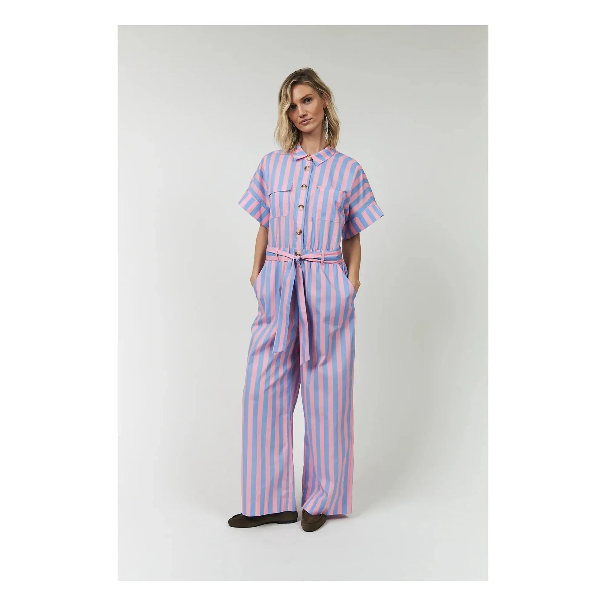 Lollys Laundry - Mathilde Cotton stripes jumpsuit | Pink