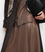MAX&Co. Brown Faux Leather Midi Skirt
