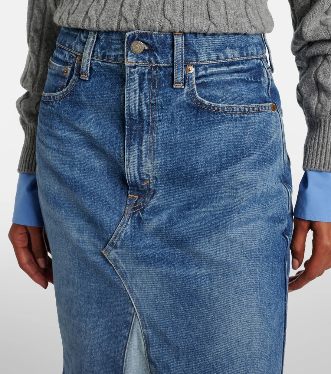 Polo Ralph Lauren - Deconstructed denim midi skirt
