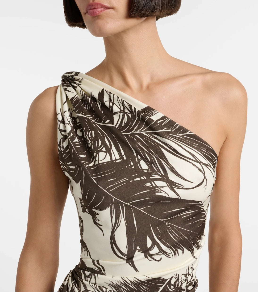 Oscar de la Renta - Printed one-shoulder jersey maxi dress