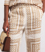 Zimmermann Nude Linen Geometric Crop Wide-Leg Trousers
