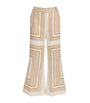 Zimmermann Nude Linen Geometric Crop Wide-Leg Trousers