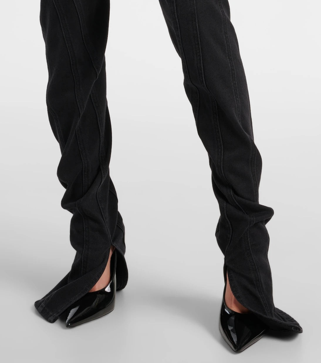 Mugler - High-rise cutout skinny jeans