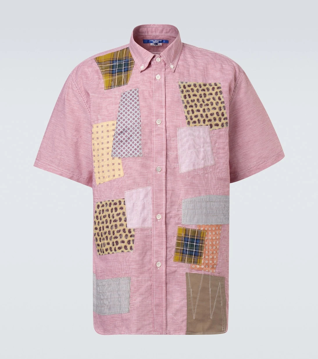 Junya Watanabe - Patchwork linen and cotton bowling shirt
