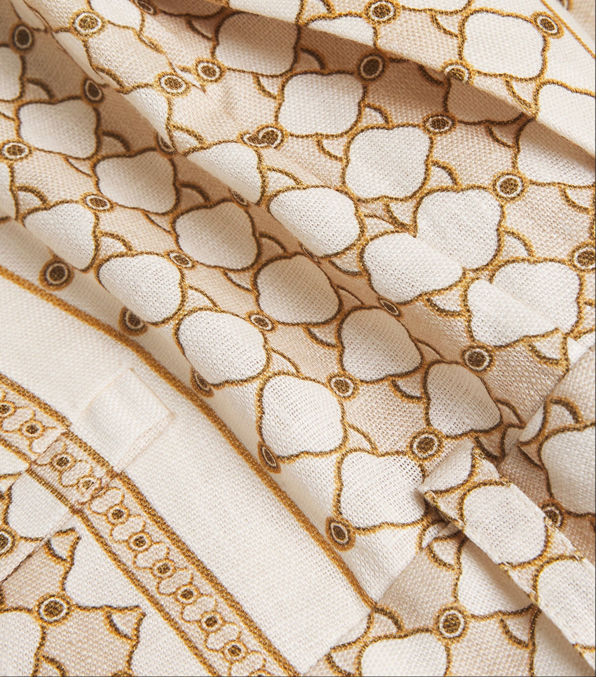 Zimmermann Nude Linen Geometric Crop Wide-Leg Trousers