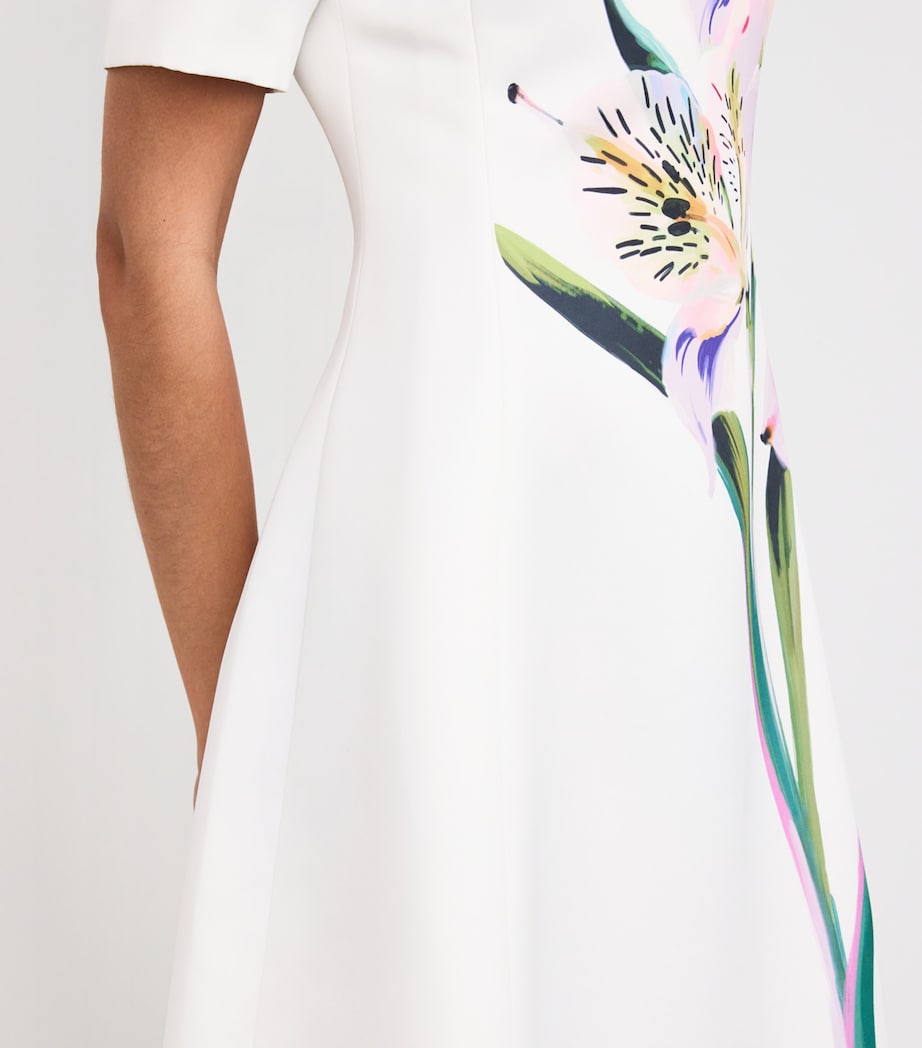 LEO LIN Multi Satin Floral Caroline Midi Dress