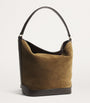 Beige Suede-Leather Bucket Bag
