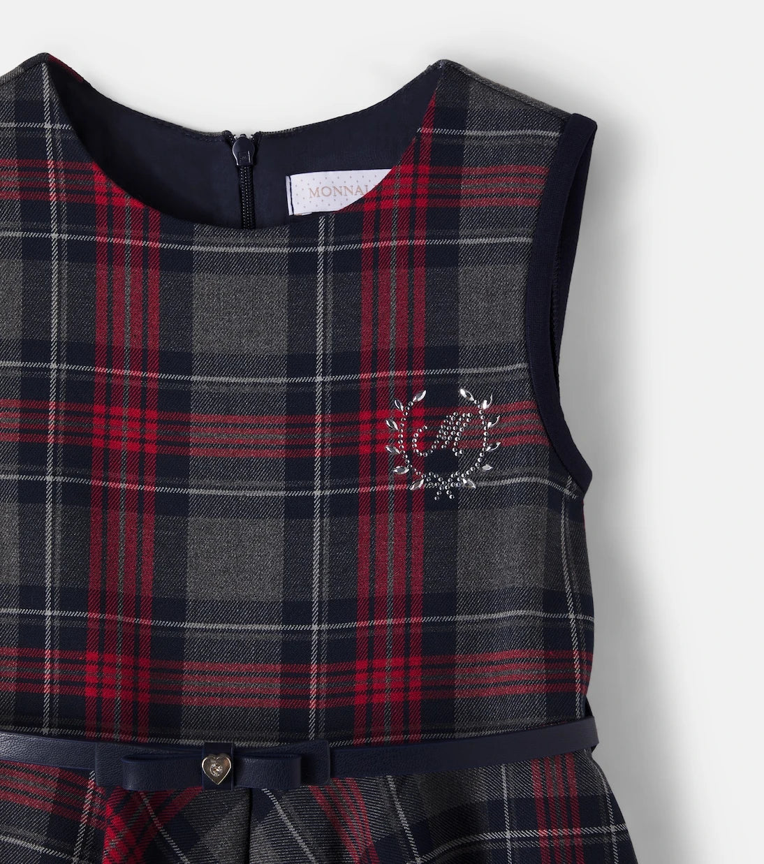 Monnalisa - Belted checked pleated dress