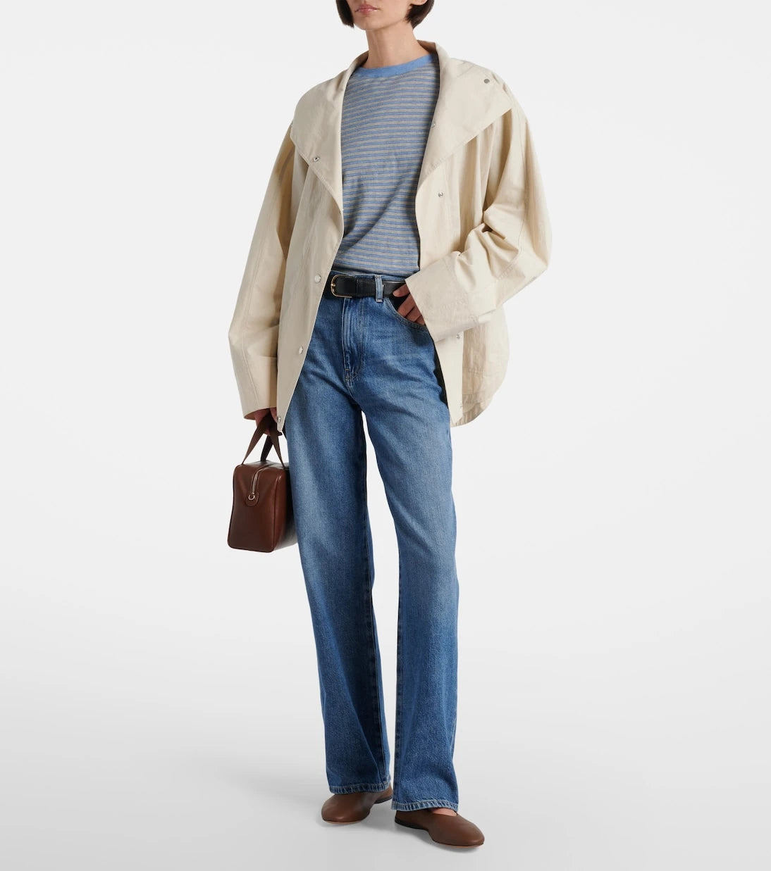 AG Jeans - جينز كورا بقصة ساق واسعة وخصر متوسط الارتفاع