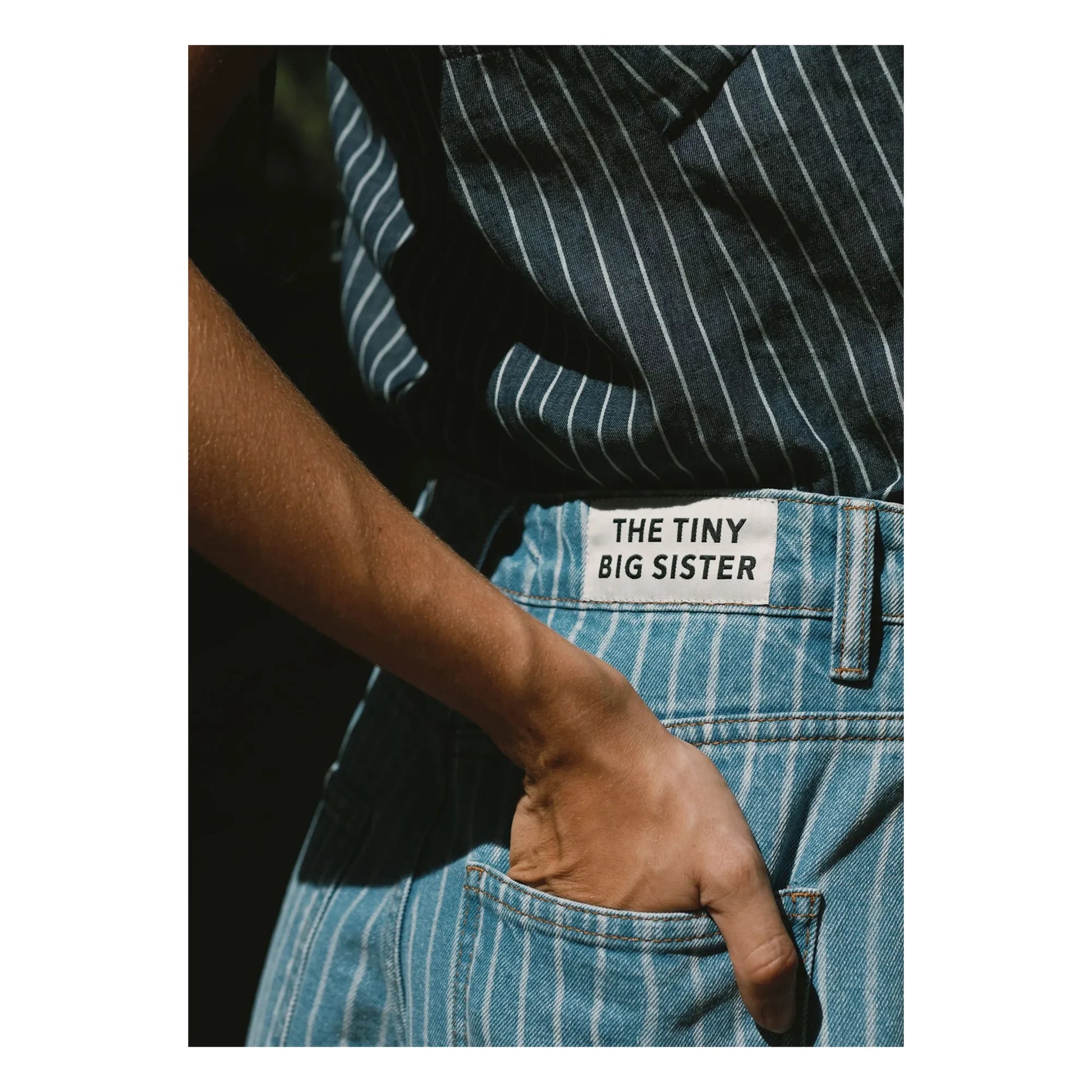 The Tiny Big Sister - Cotton Stripe Shorts | Denim blue