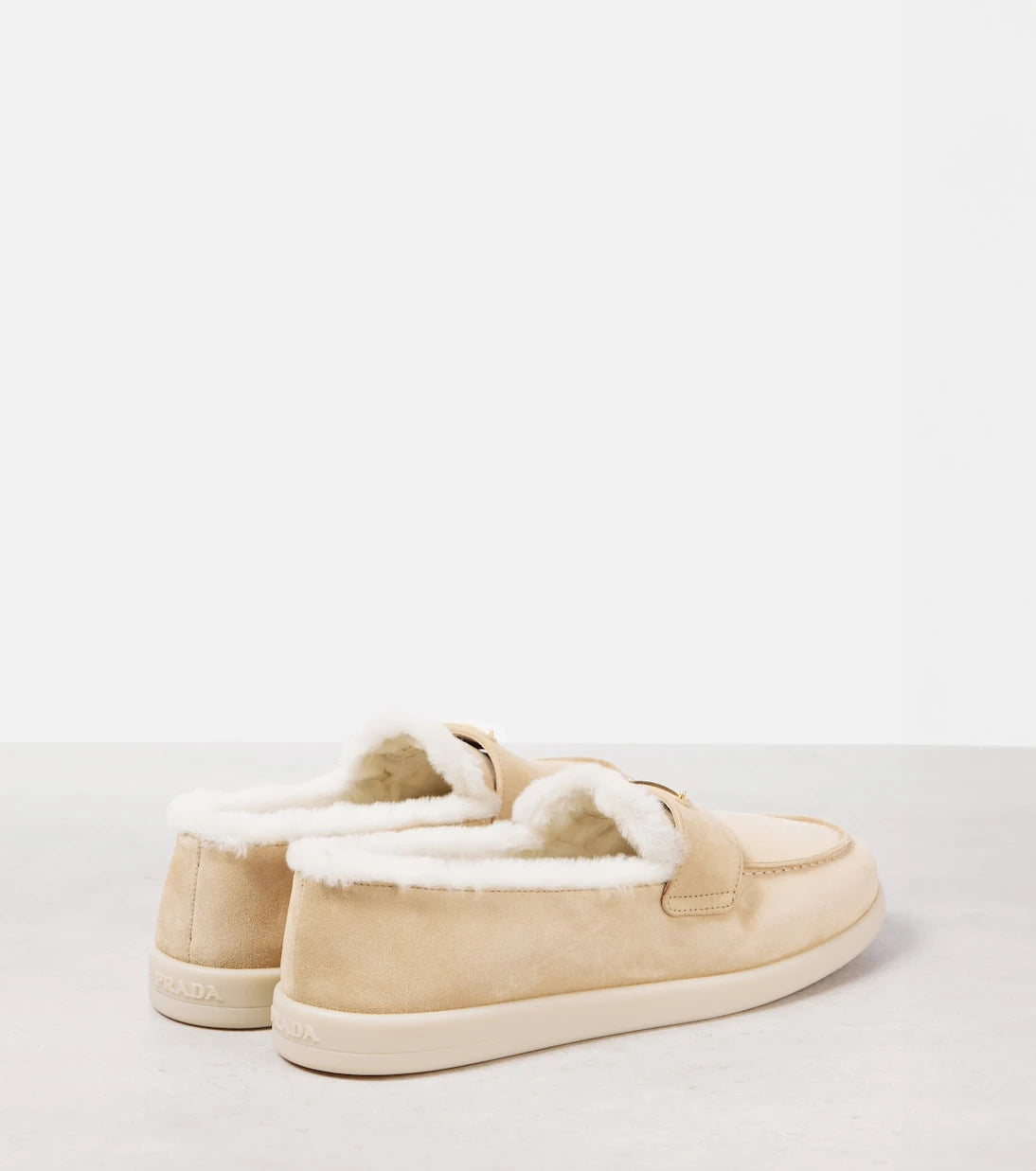 Prada - Shearling-lined suede loafers