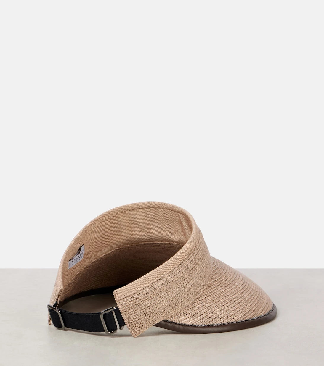 Brunello Cucinelli - Leather-trimmed raffia visor