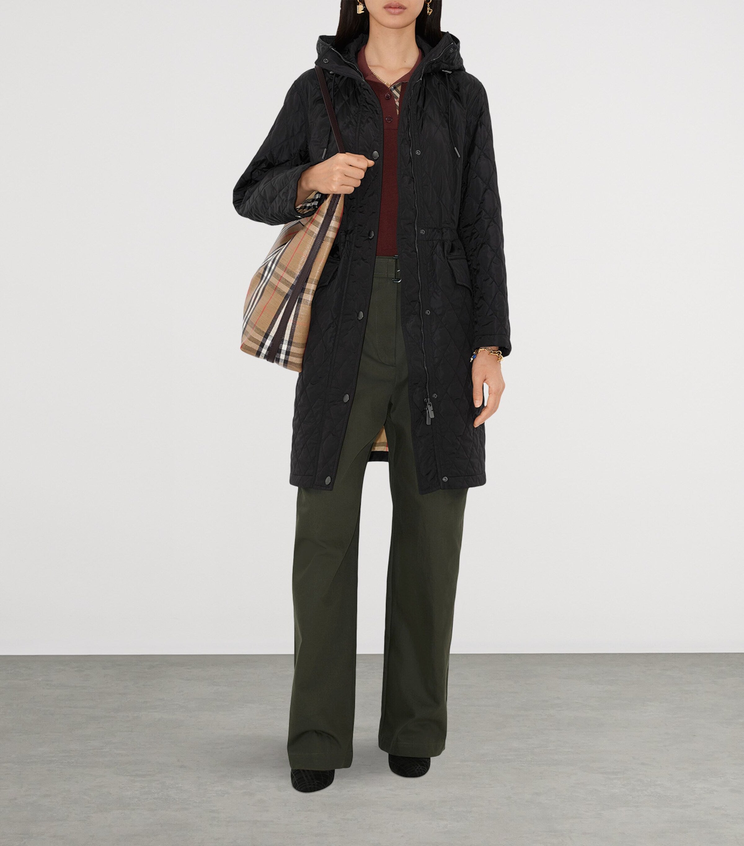 Nylon Quilted Hooded Parka BLACK