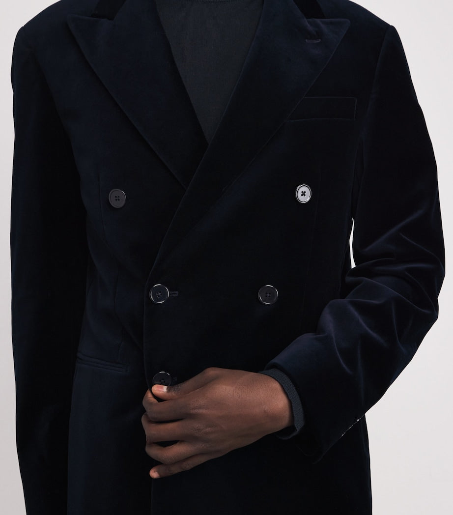 Velvet Double Breasted Blazer NAVY