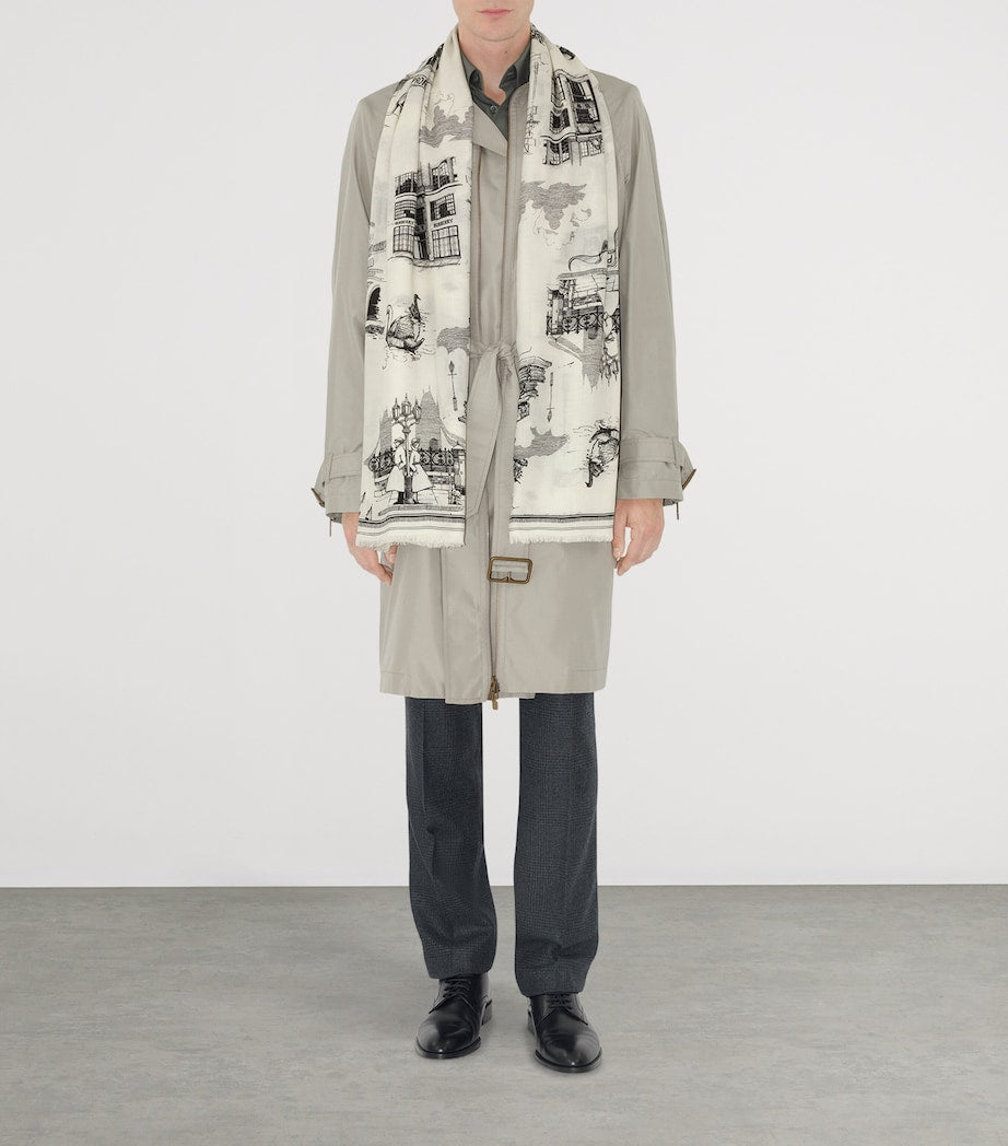 Burberry Multi Silk-Wool London Landmarks Scarf