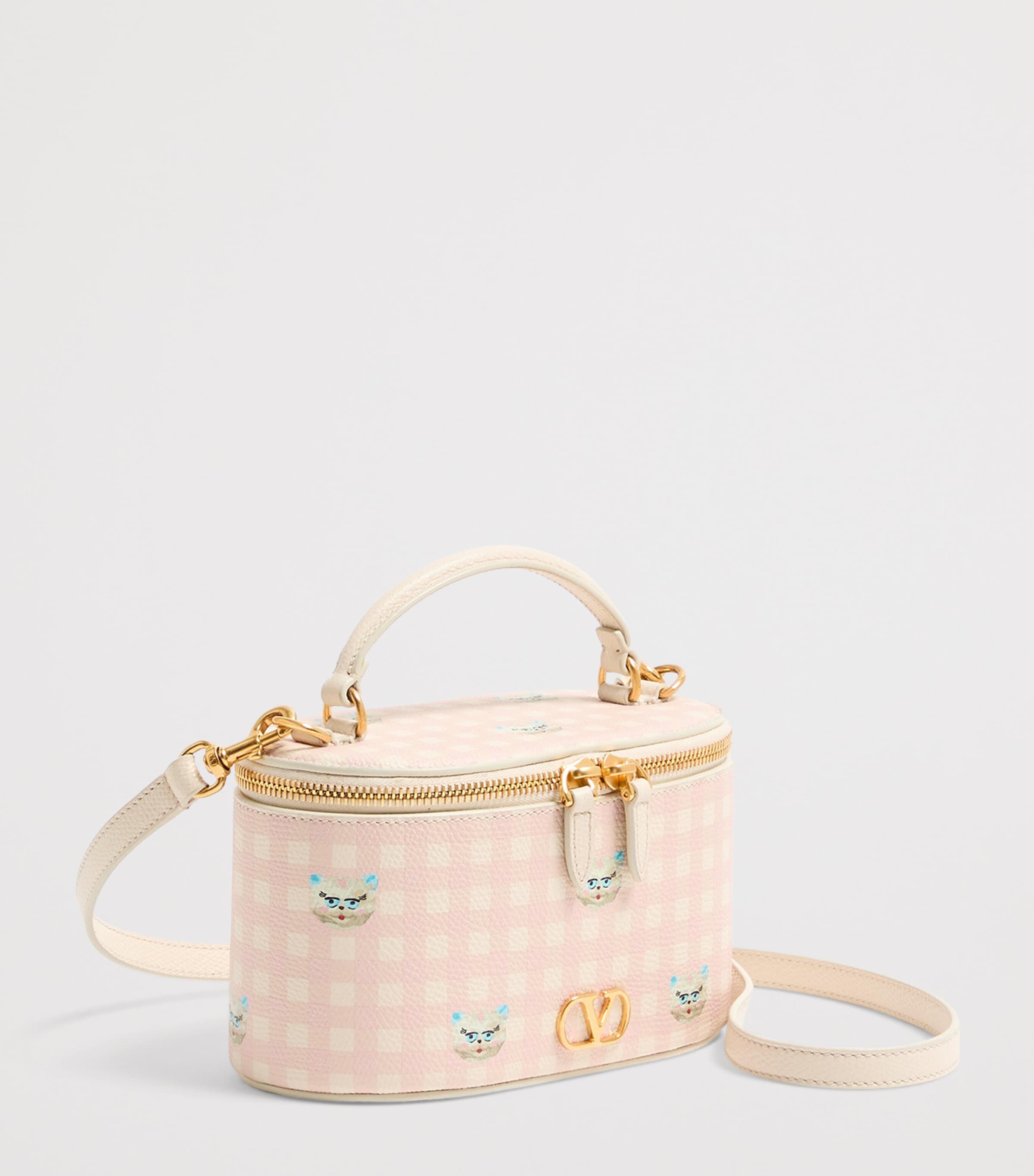 Valentino Garavani Pink Mini Leather Vanity Case Top-Handle Bag