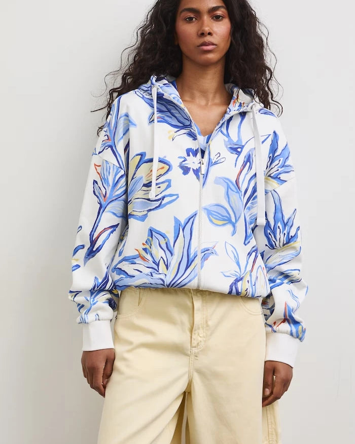 Medicine fermuarlı ve kapüşonlu kadın pamuklu sweatshirt