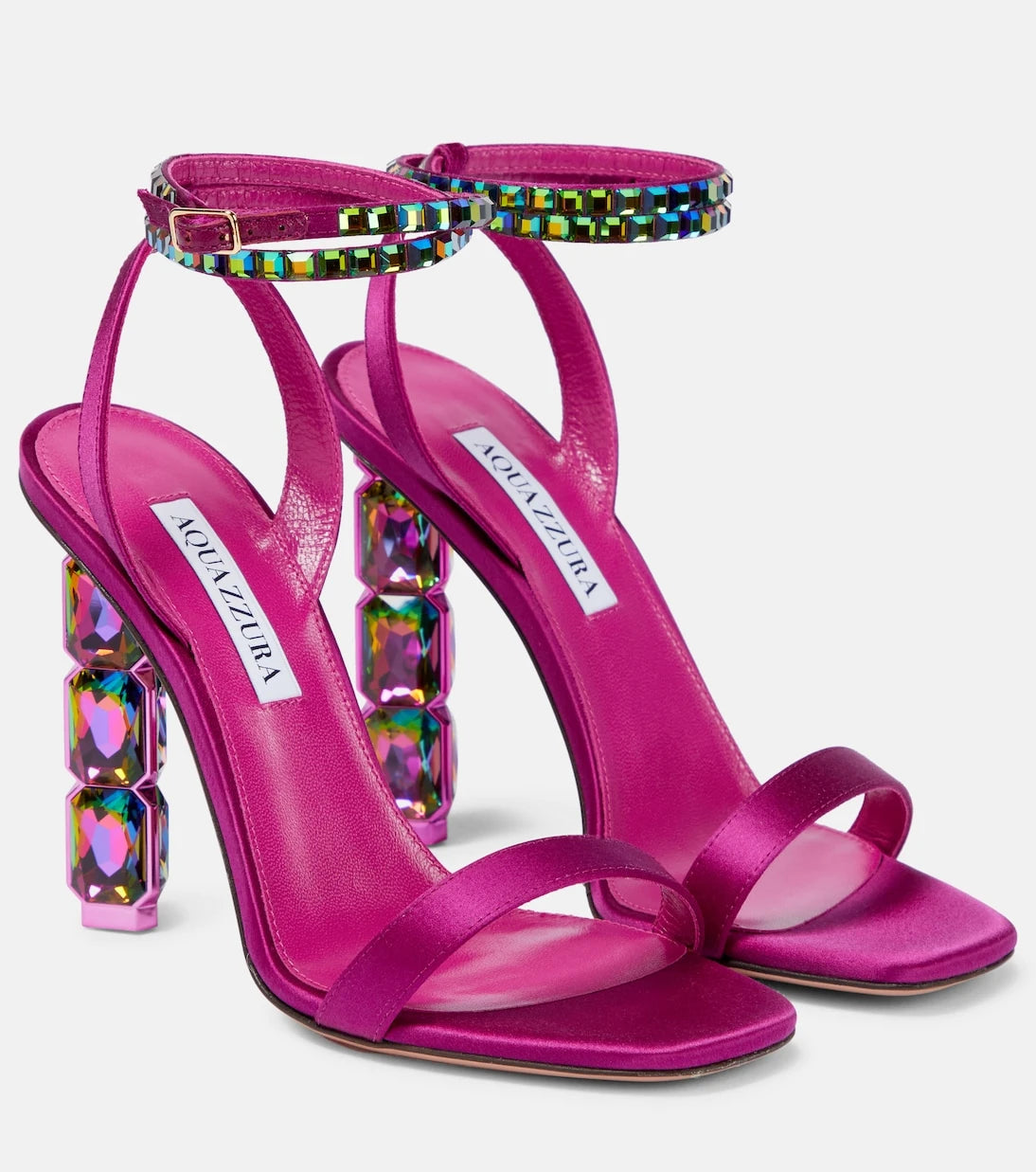 Aquazzura - صندل "أورا" ساتان مزين