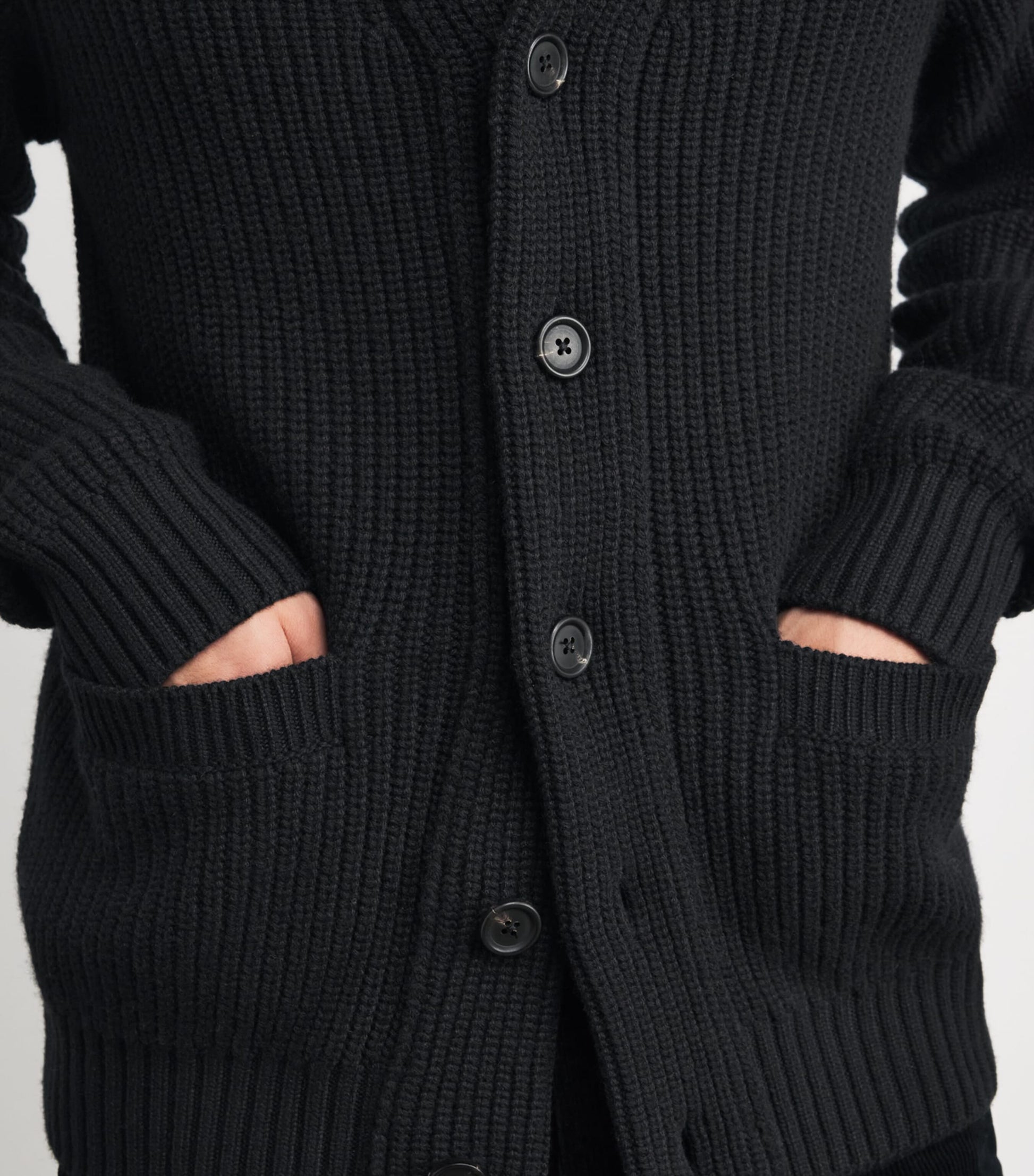 Black Cashmere Shawl-Collar Cardigan