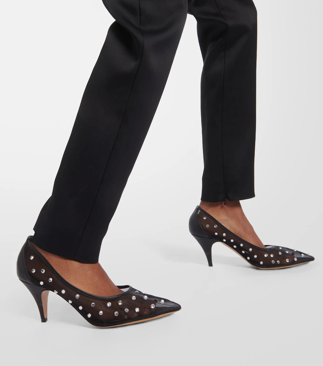 Khaite - River embellished leather-trimmed pumps