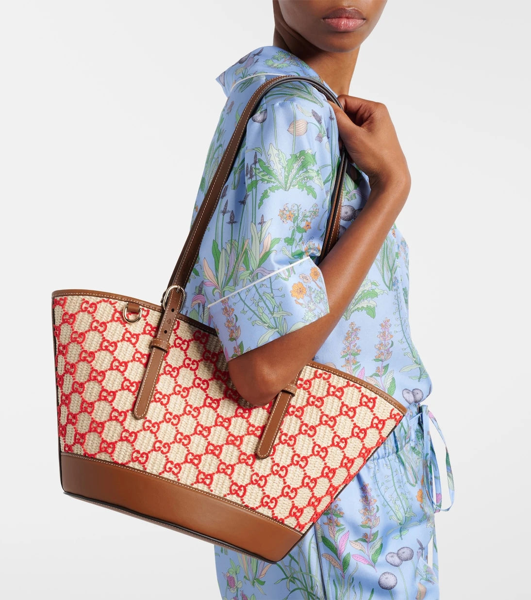 Gucci - GG Small raffia-effect tote bag