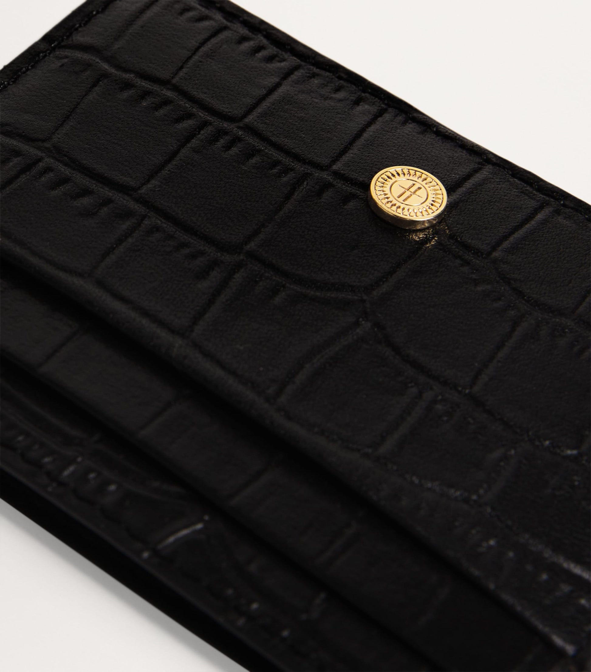 Harrods Black Croc-Embossed Leather Card Holder