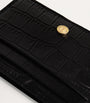 Black Croc-Embossed Leather Card Holder