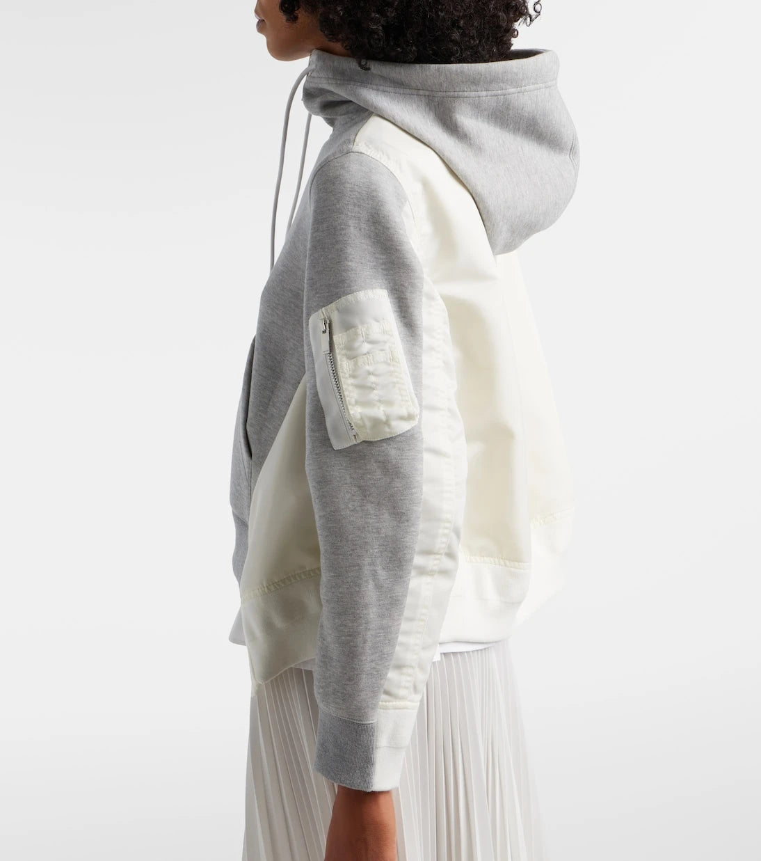 Sacai - Paneled zip-up hoodie