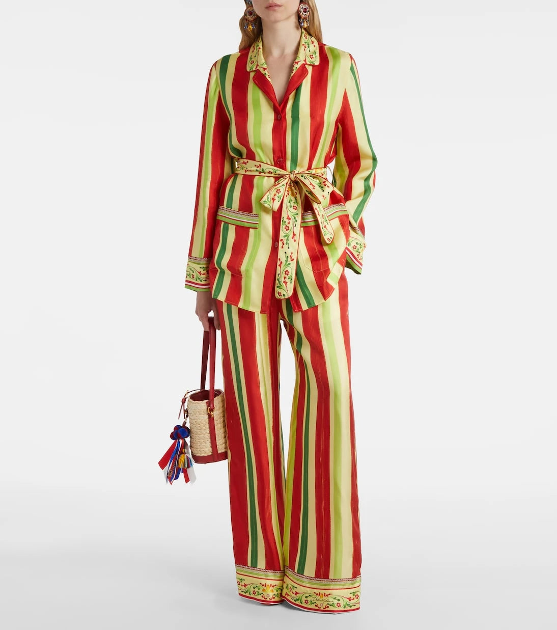 Dolce&Gabbana - High-rise striped silk palazzo pants