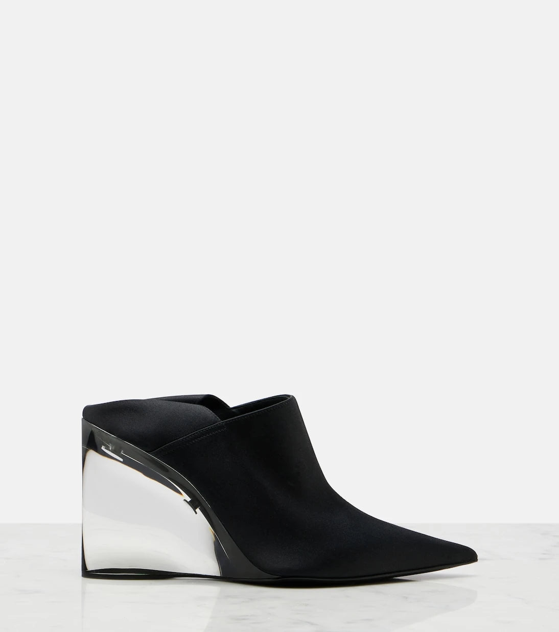 Alaïa - Invisible convertible satin wedge mules