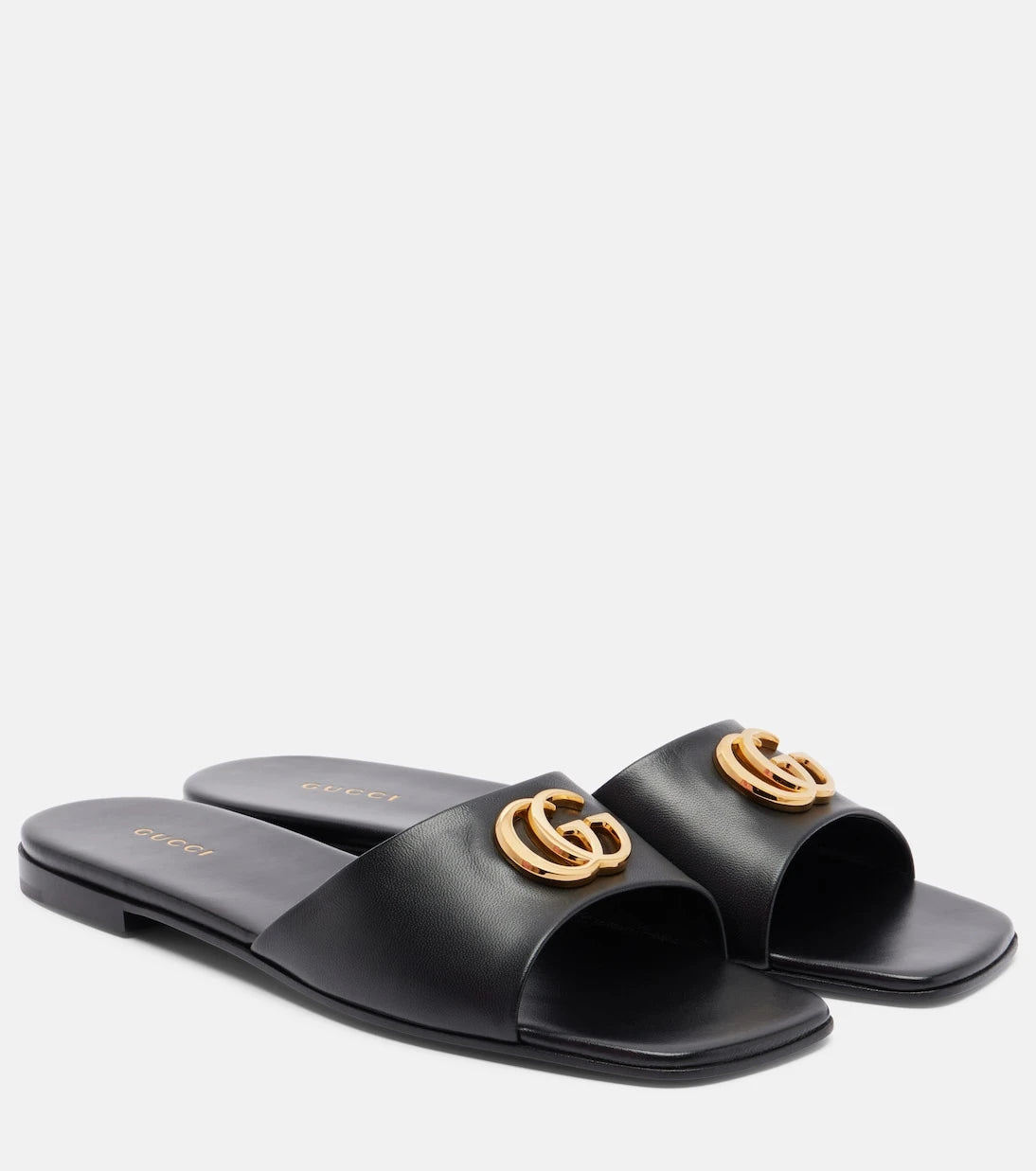 Gucci - Double G leather slides