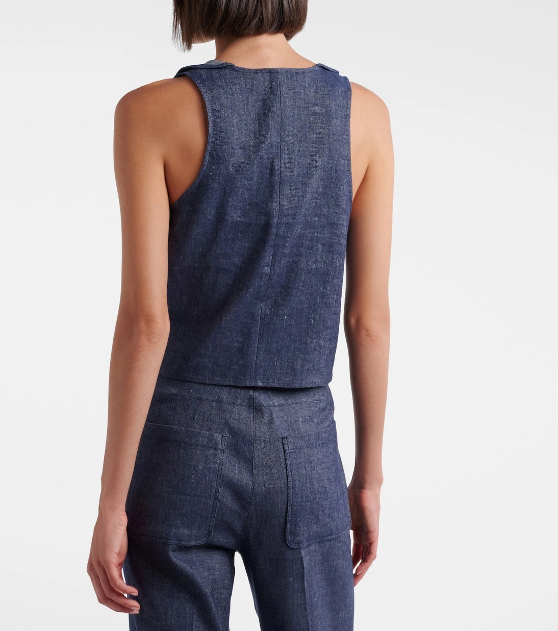 Dorothee Schumacher - Fluid Denim ruffled crop top