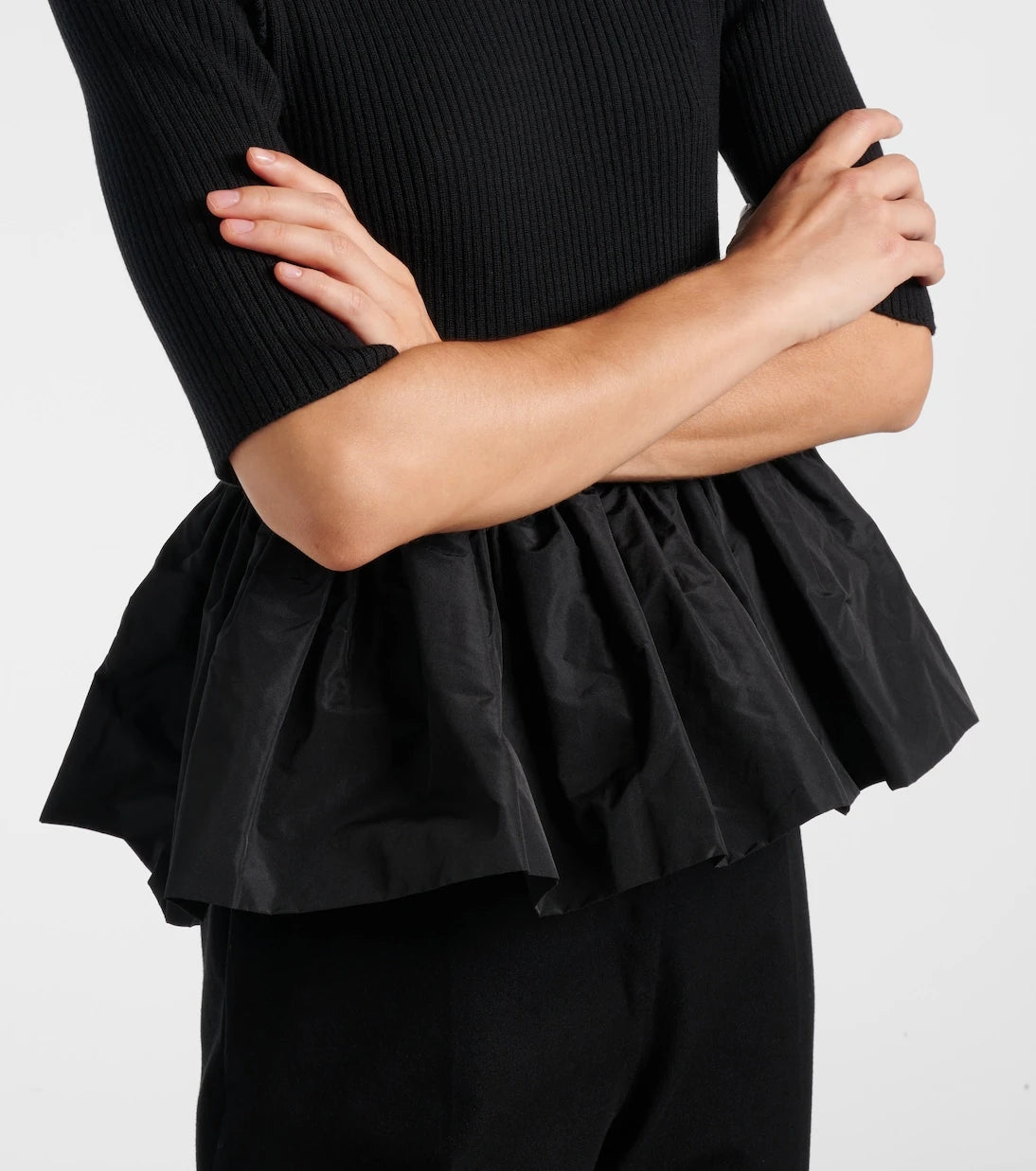 Patou - Ribbed-knit peplum wool top