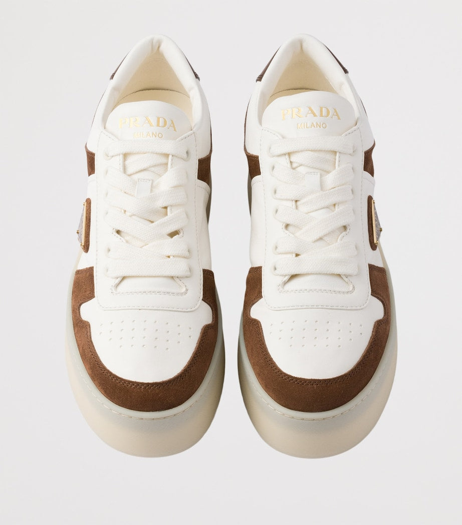 Prada Leather-Suede Downtown Bold Sneakers 50