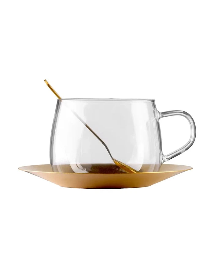 Vialli Design порцеланова чаша с чинийка от боросиликатно стъкло 400 ml