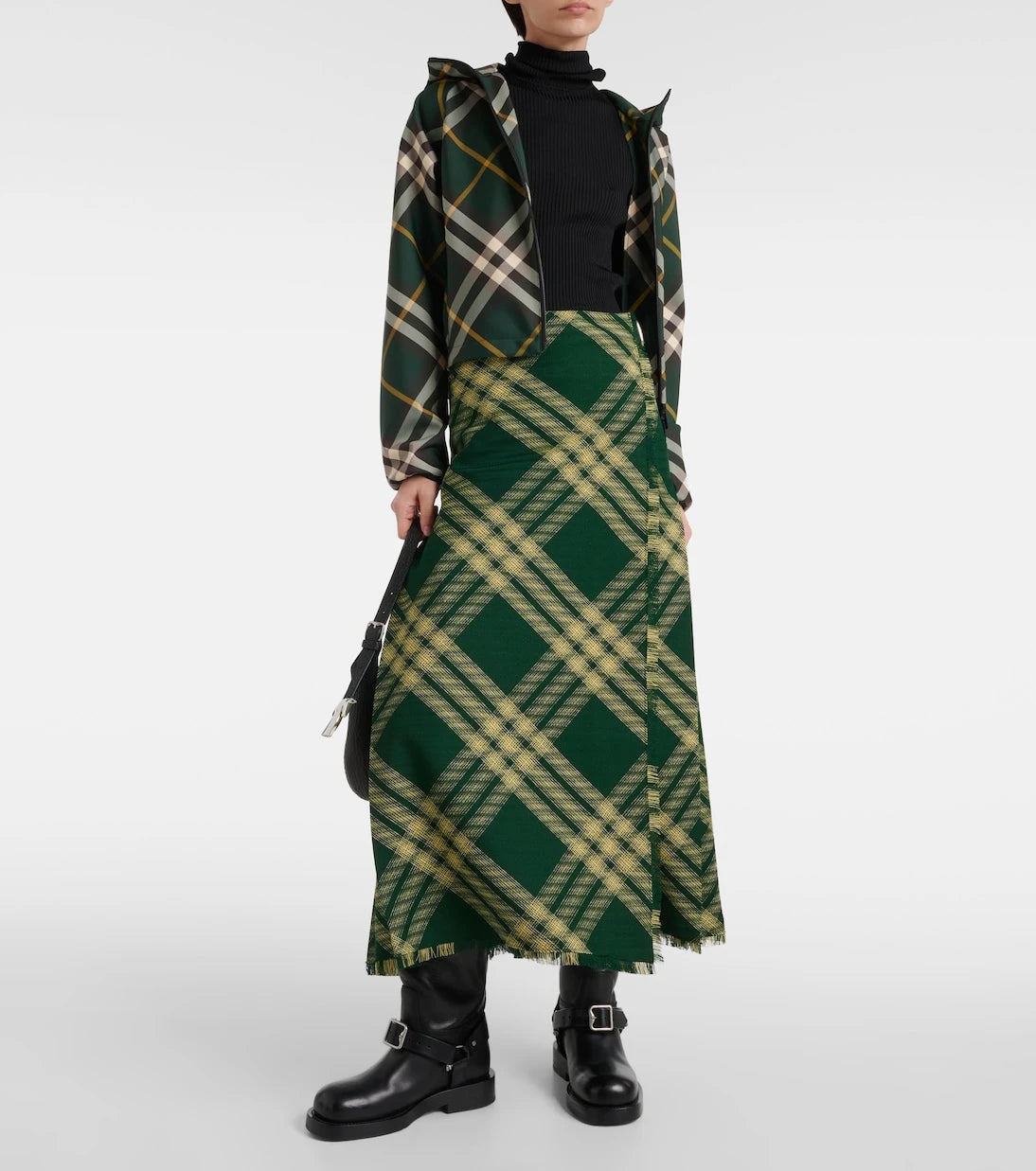 Burberry - Checked high-rise wool midi skirt