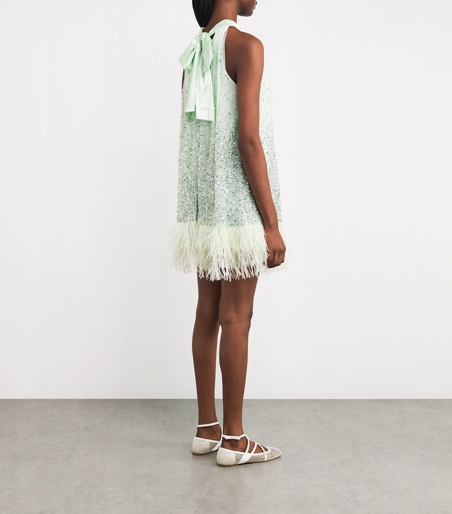 Alice+Olivia Green Embellished Erna Mini Dress