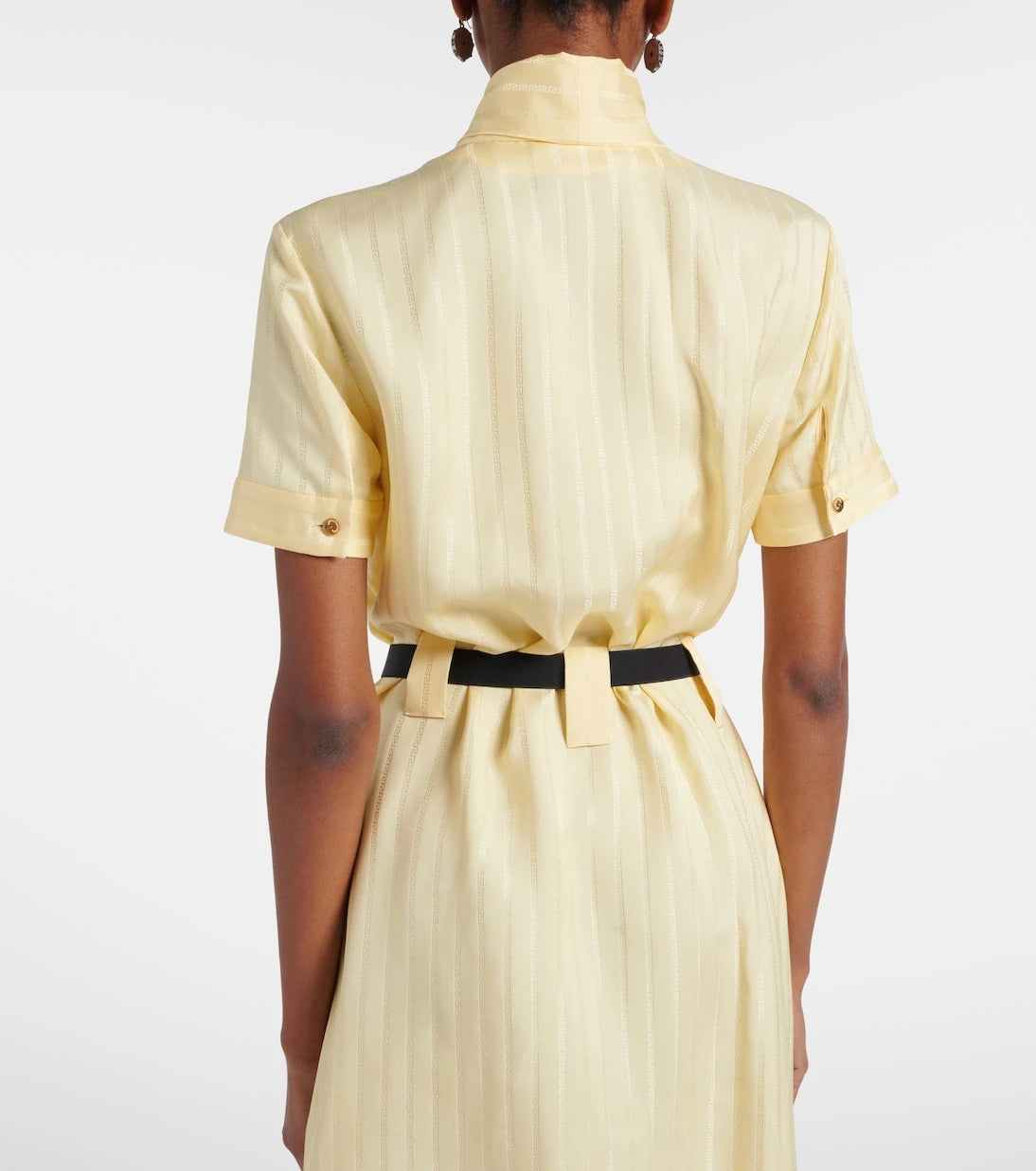 Versace - Greca jacquard satin shirt dress